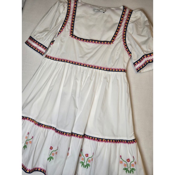 English Factory Dresses & Skirts - English Factory White Embroidered Mini Dress Puff Sleeve Square Neck Medium